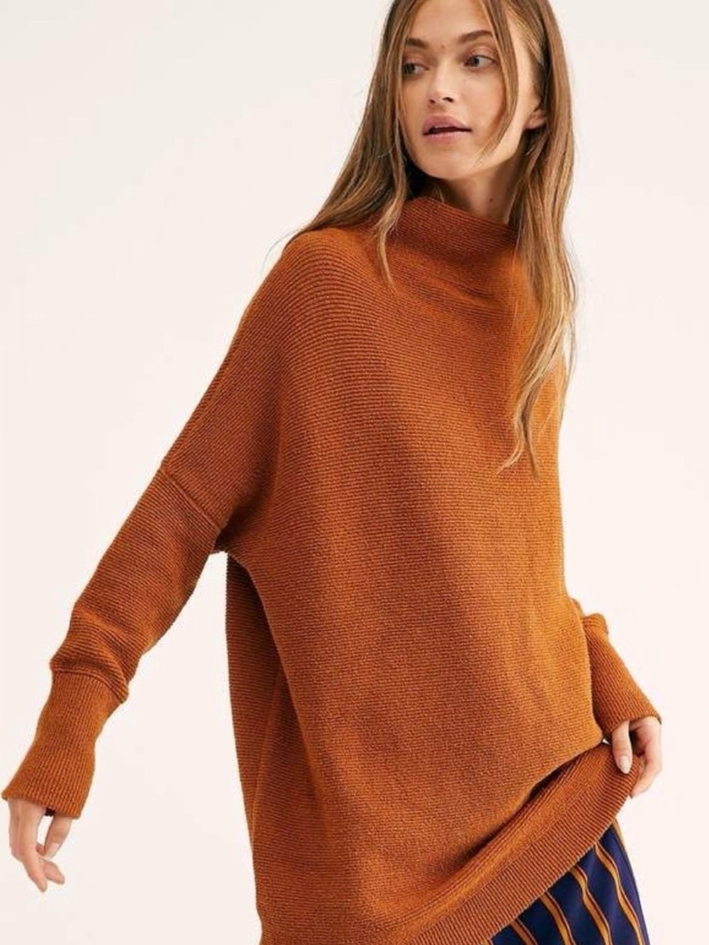 Free People Ottoman Sweater in Rust Orange